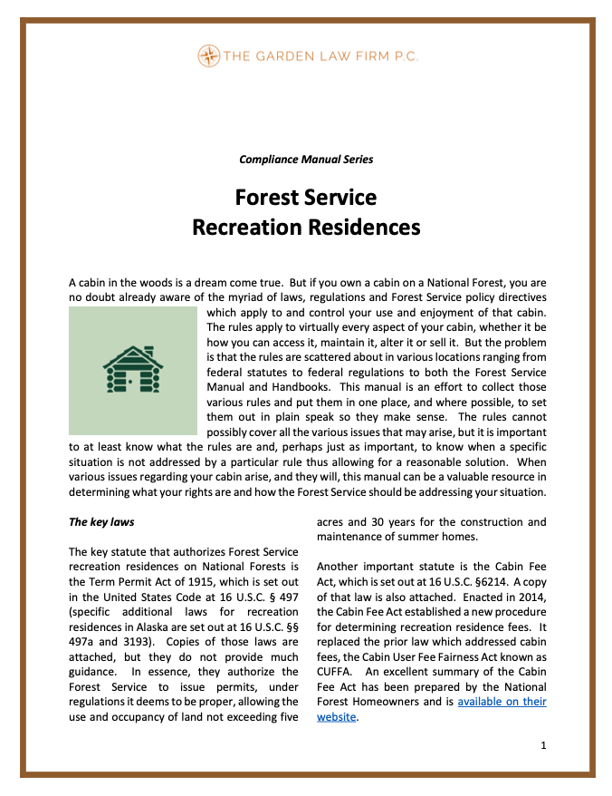 Garden Law Forest Service Recreation Residences Manual